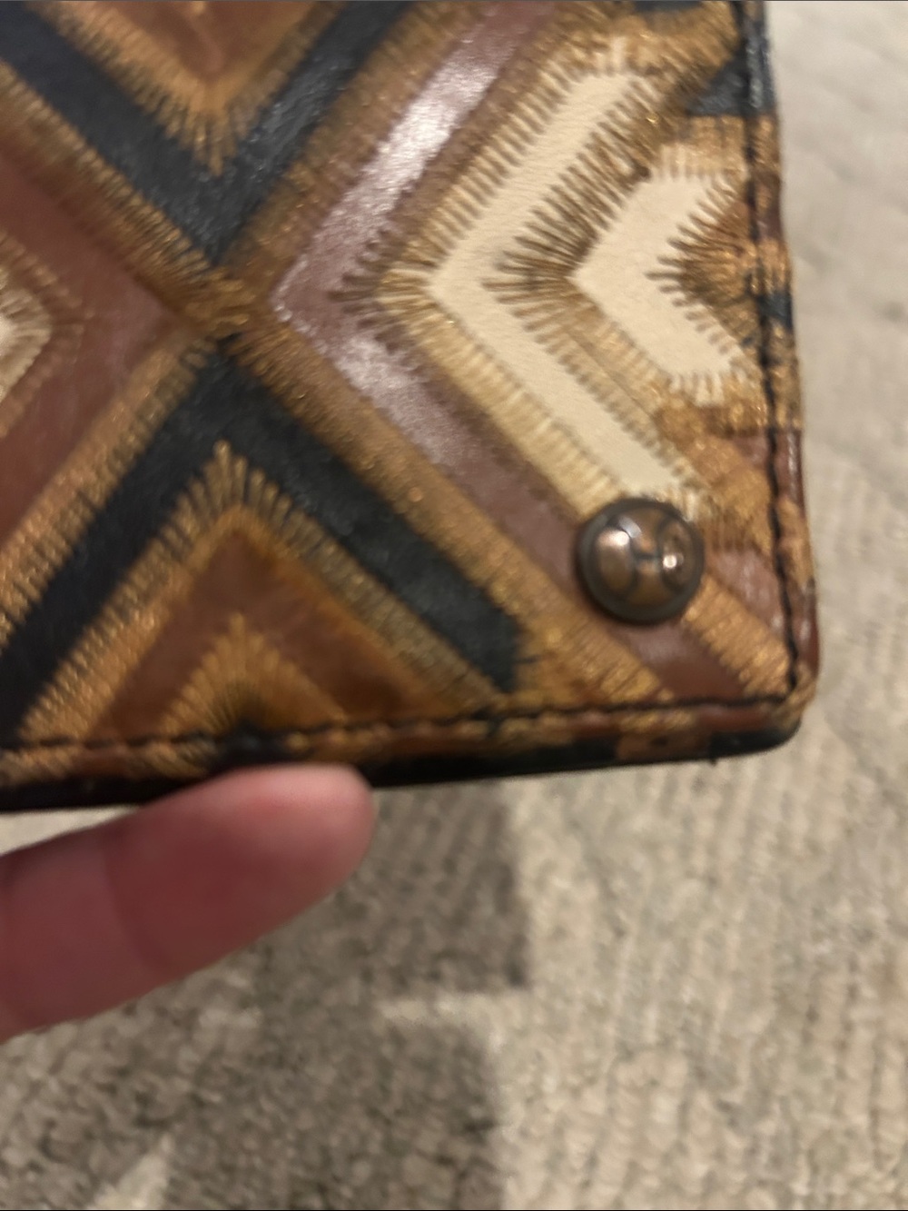 Hooey Tan, Black & Cream Aztec Leather Card Holder - Picture 4 of 10